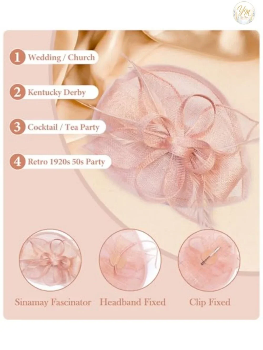 Sinamay Fascinator Hat Floral Feather Pillbox Derby for Women Tea Party UK